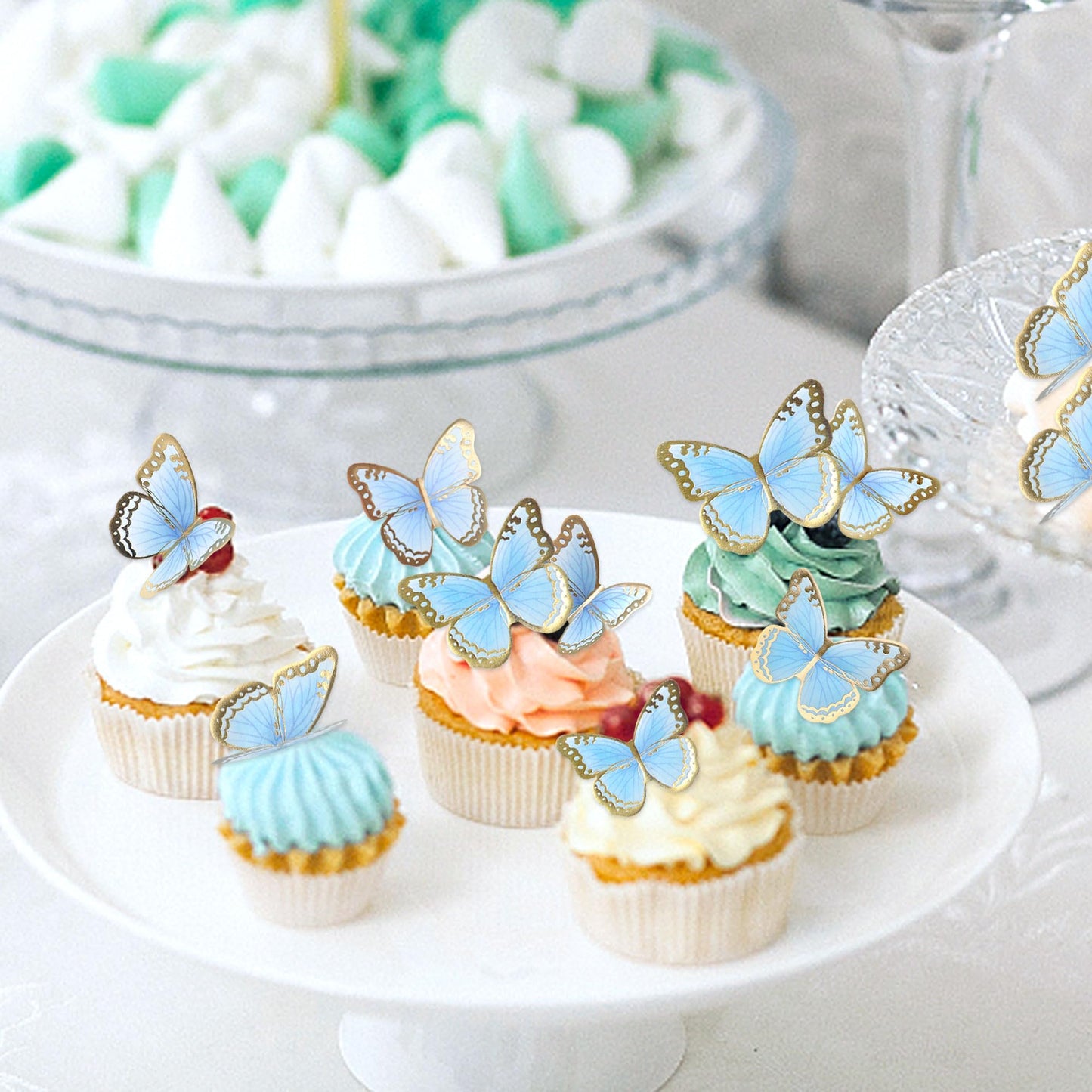 Ercadio 30 Pack 3D Butterfly Cake Toppers - Mix Sizes, Waterproof A-3d