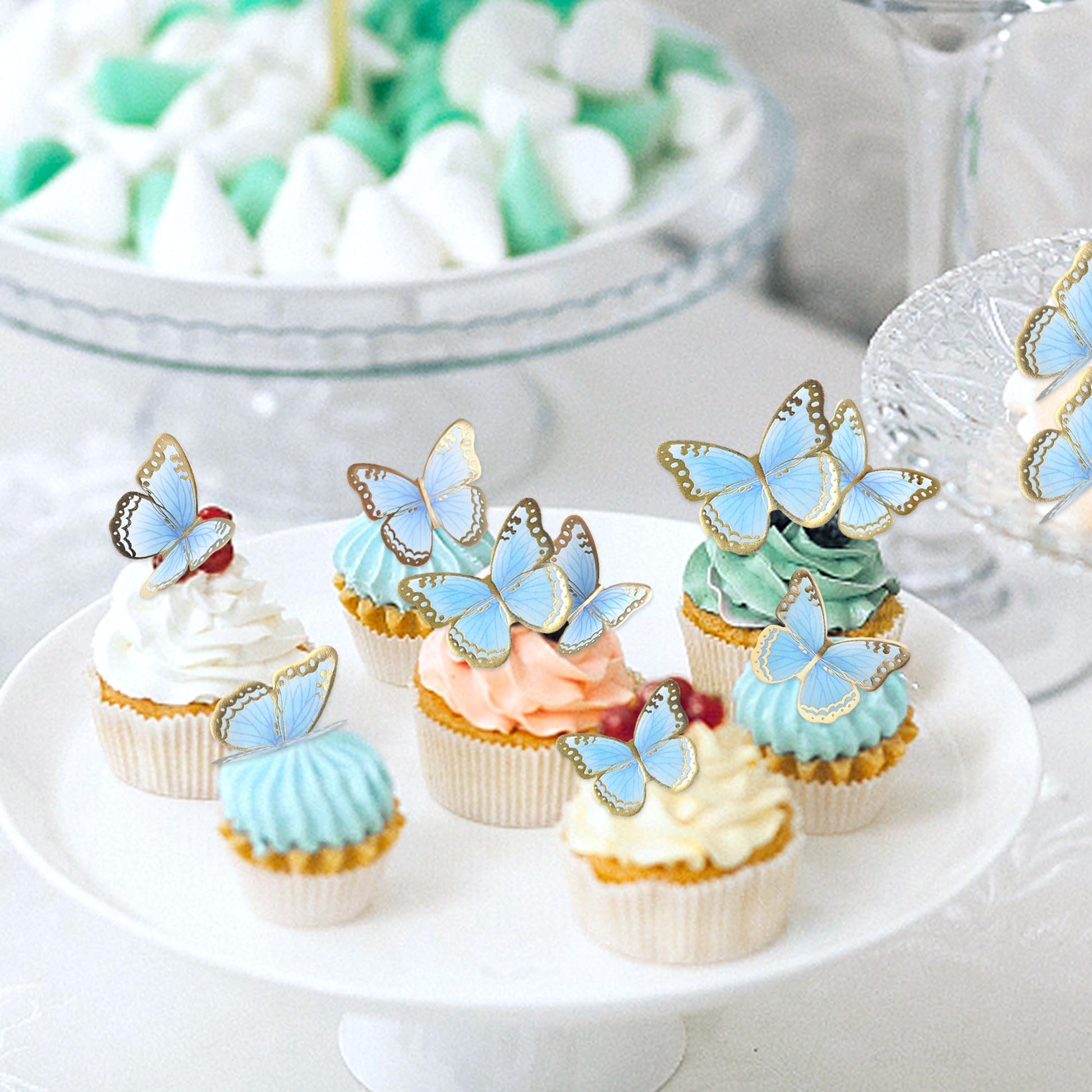 Ercadio 30 Pack 3D Butterfly Cake Toppers - Mix Sizes, Waterproof A-3d