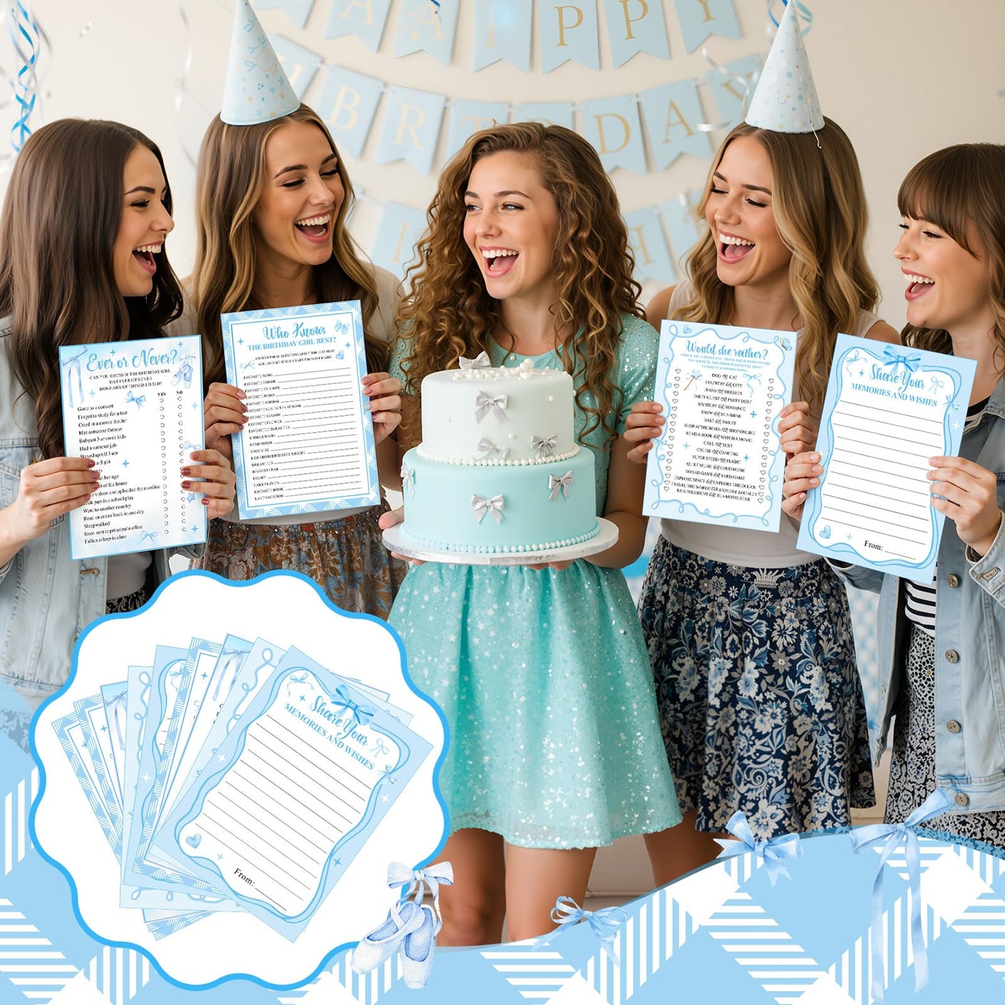 Pasimy 60 Pcs Who Knows the Birthday Girl Best Cards Would She Rather