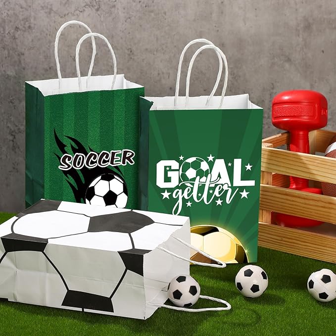 24 Pcs Soccer Party Favor Bags Soccer Goodie Gift Paper Bags with