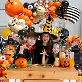 120 Pcs Halloween Orange and Black Balloon Arch Spider Bat Pumpkin