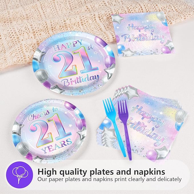 96Pcs 21st Birthday Decorations Iridescent 21st Birthday Party