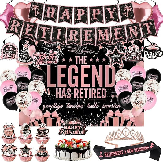 Elegant Rose Gold Retirement Decorations Kit for Women Features