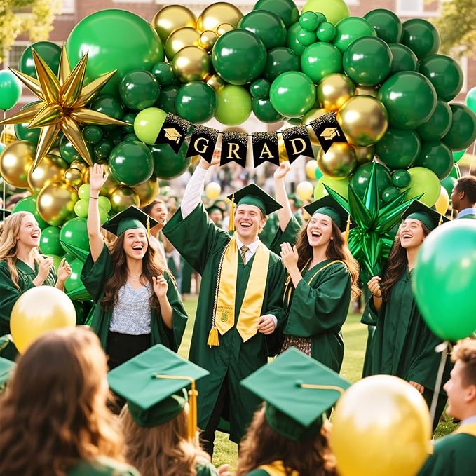 KARLURE Green and Gold Balloon Garland Arch Kit with Stars, Different