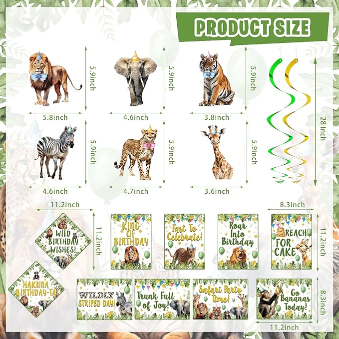 Safari Birthday Decorations 140Pcs Zoo Jungle Animal Theme Party