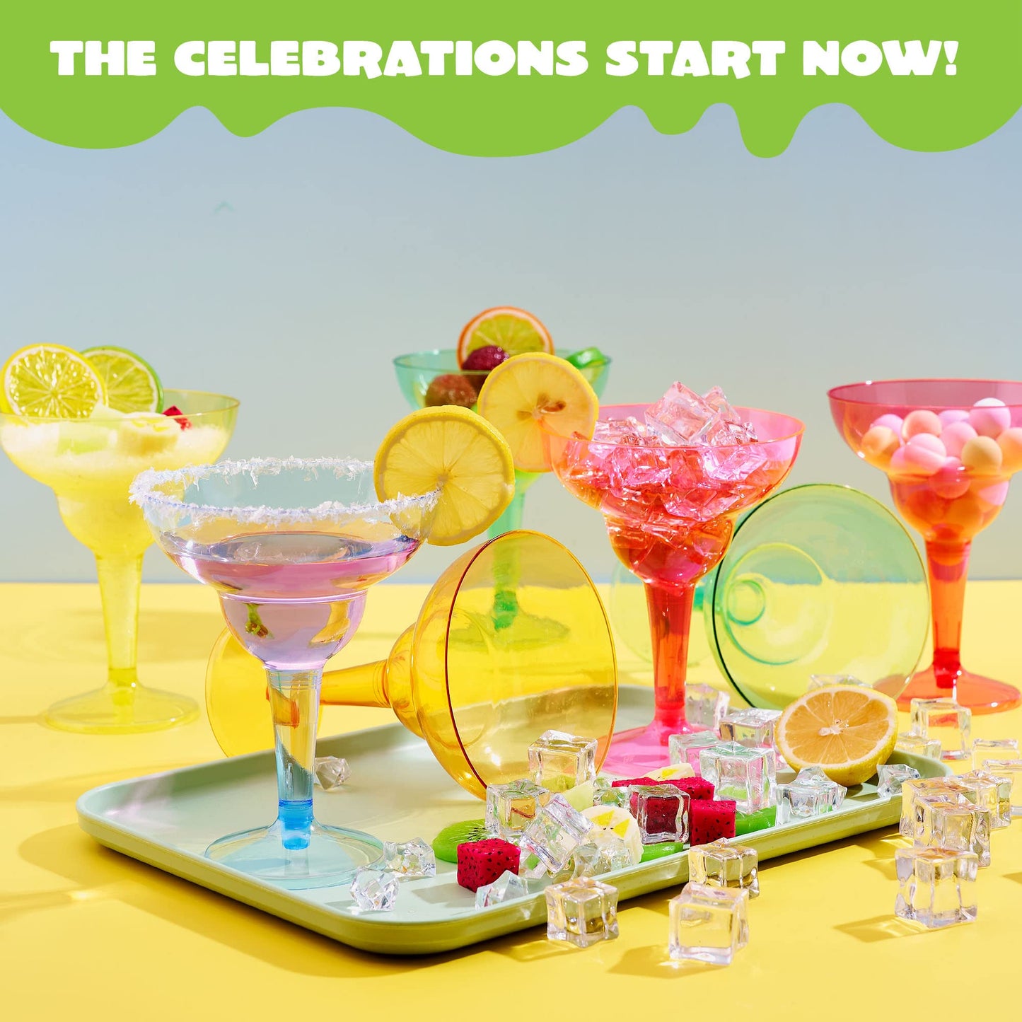 JOYIN 36 Packs Plastic Margarita Glasses Cups 12 oz Disposable Cinco