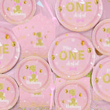 Miss Onederful Birthday Decorations Pink Gold Party Plates Napkins