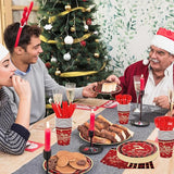 175 Pcs Merry Christmas Party Supplies Set Serves 25 Festive Red and