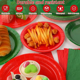 50 Guests Christmas Party Supplies Red and Green Plates and Napkins