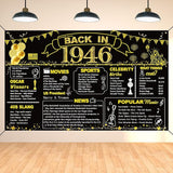 DARUNAXY 80th Birthday Black Gold Party Decoration, Back in 1946