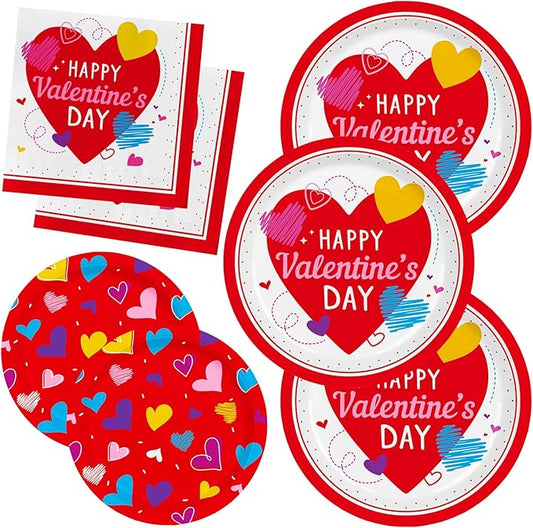 Valentine's Day Party Supplies Set for 50 Elegant Disposable Paper