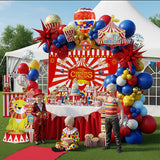 Circus Theme birthday party decorations & include red yellow blue