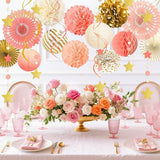 AOBKIAT Pink Gold Party Decorations Kit-Tissue Paper Pom