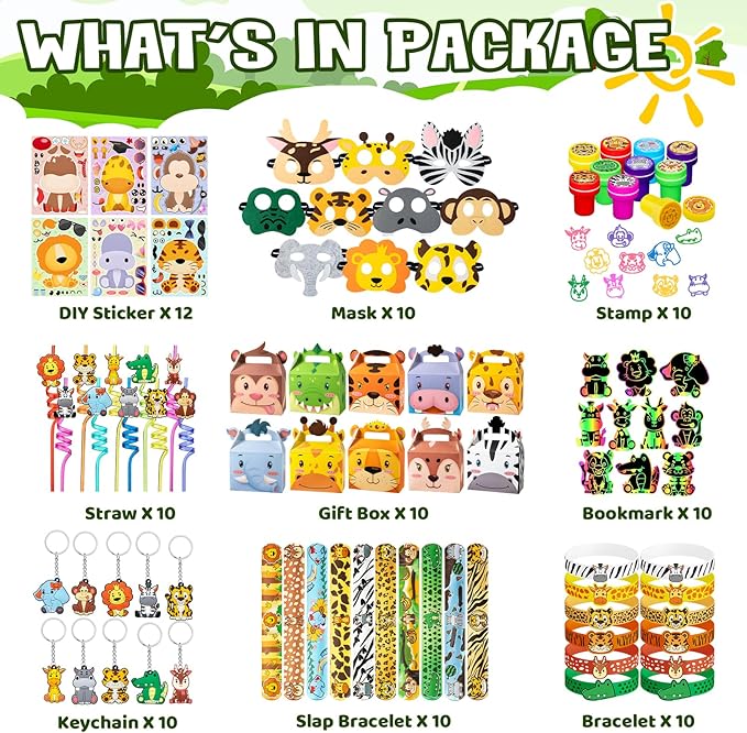 Jungle Safari Party Favors Set Wild Animals Set for Kids Birthday