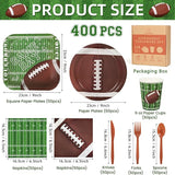 400 Pcs Football Party Supplies Paper Round Square Plates and