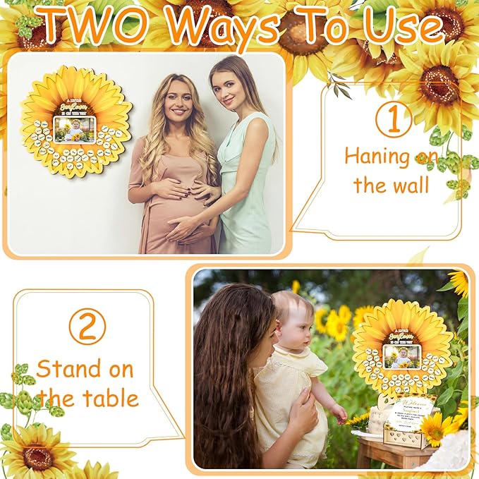 63 Pcs Sunflower Baby Shower Guest Book Alternatives Set Baby Shower