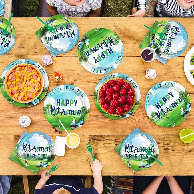 96Pcs Golf Retirement Party Decorations Sport Happy Retirement Plates