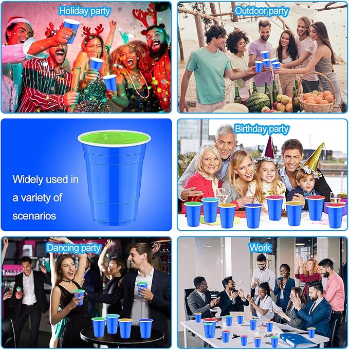 120 Pcs Blue Plastic Cups Gender Reveal plastic Disposable cups 12 oz
