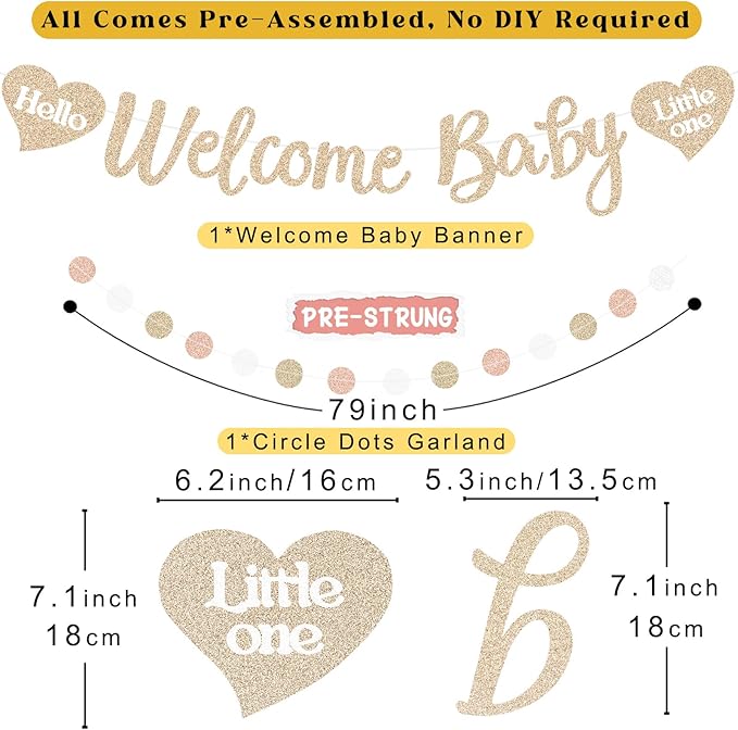 Boho Baby Shower Decorations for Girl Pre Strung Welcome Baby Banner