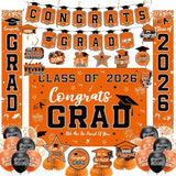 Graduation Decorations 2026 Orange Set, Congrats Grad Decor Set with