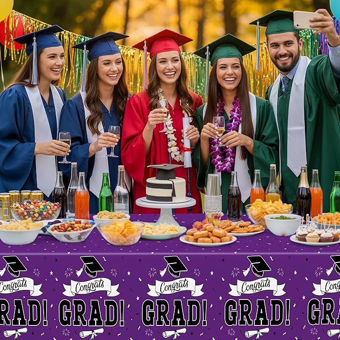 QZYL 2 Pcs Graduation Tablecloth, 108" X 54" Plastic Graduation