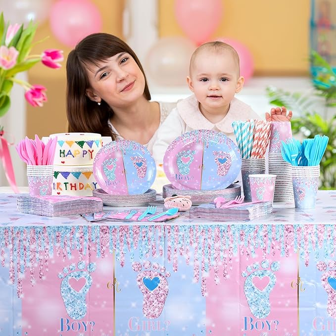 452 Pcs Gender Reveal Party Decoration for 50 Guests Boy or Girl