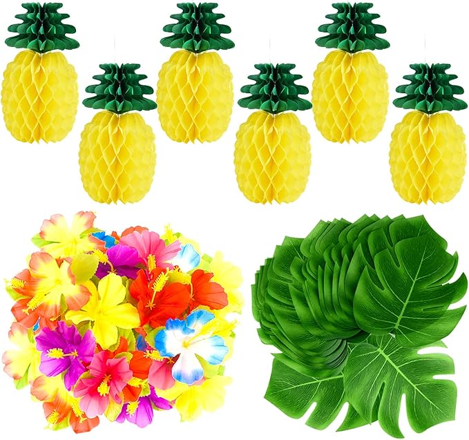 66 PCS Tropical Luau Party Decoration Including 6 PCS Tissue Paper