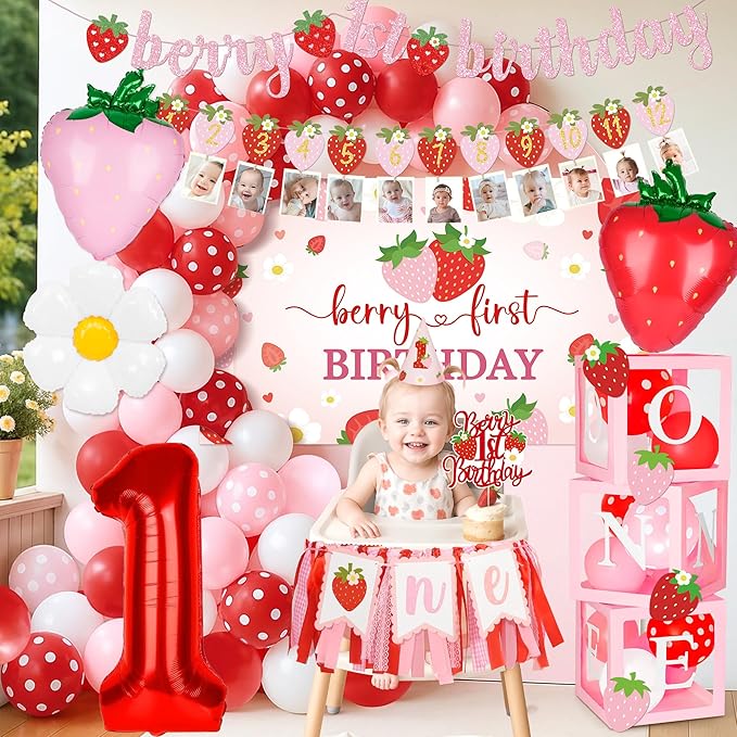 Berry First Birthday Decor Strawberry 1st Birthday Decorations for