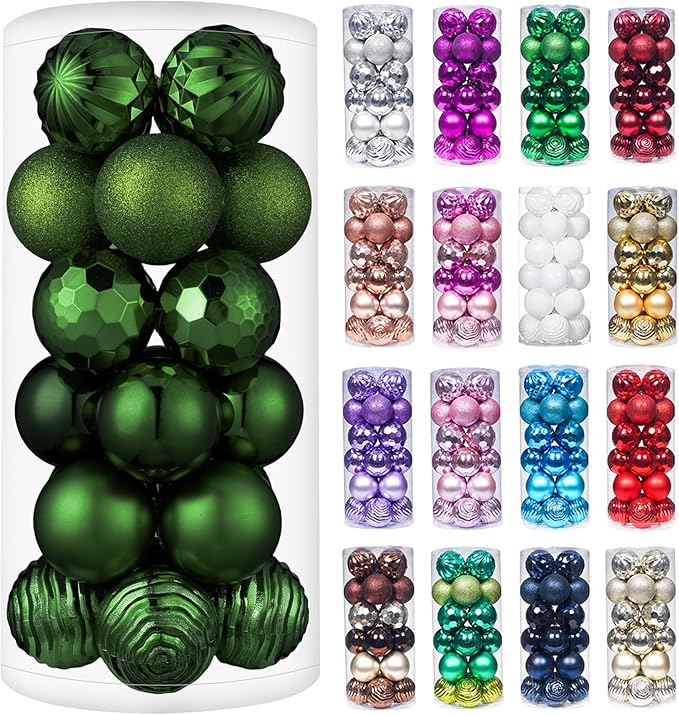 XmasExp 24ct Christmas Ball Ornaments Shatterproof Christmas
