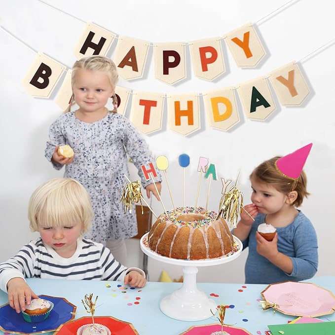 Boho Felt Happy Birthday Banner Bohemian Birthday Party Decorations