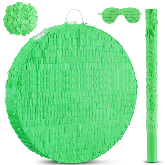 Jenaai 16 Inch Round Green Piñata Large Circle Blank Piñata with