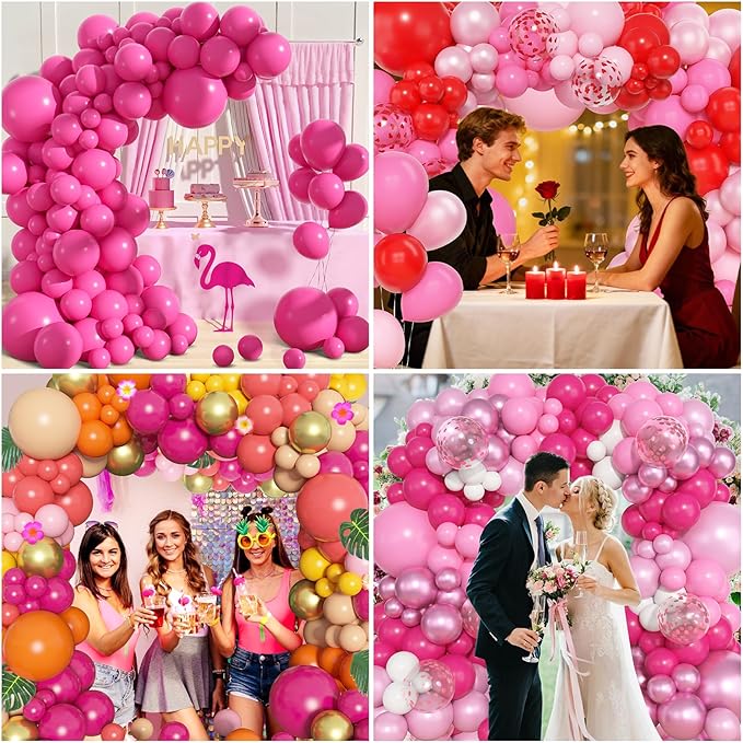 Amandir 153 Pcs Pink Balloon Arch Garland Kit, Different Sizes 18 12