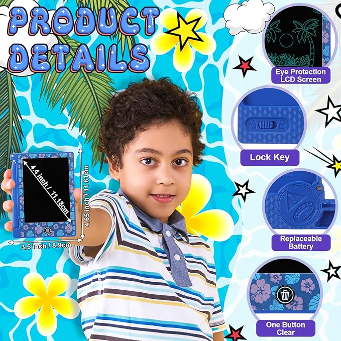 12 Pack Hawaiian Party Favors LCD Writing Tablet for Kids 4.4 Inch