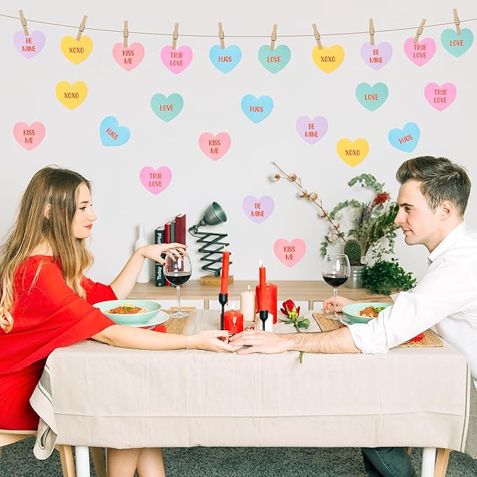 Valentine's Day Conversation Heart Glitter Cutouts 100Pcs Valentine