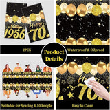 Uiorgui 2pcs 70th Birthday Tablecloth, Black Gold 70th Birthday