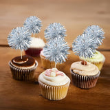 Gyufise 30Pcs Foil Firework Cupcake Toppers Sparkle Tinsel Cake #26