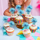 Gyufise 30Pcs Foil Firework Cupcake Toppers Sparkle Tinsel Cake #34