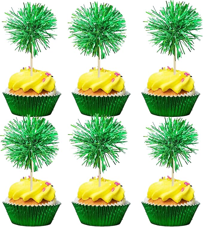 Gyufise 30Pcs Foil Firework Cupcake Toppers Sparkle Tinsel Cake #8