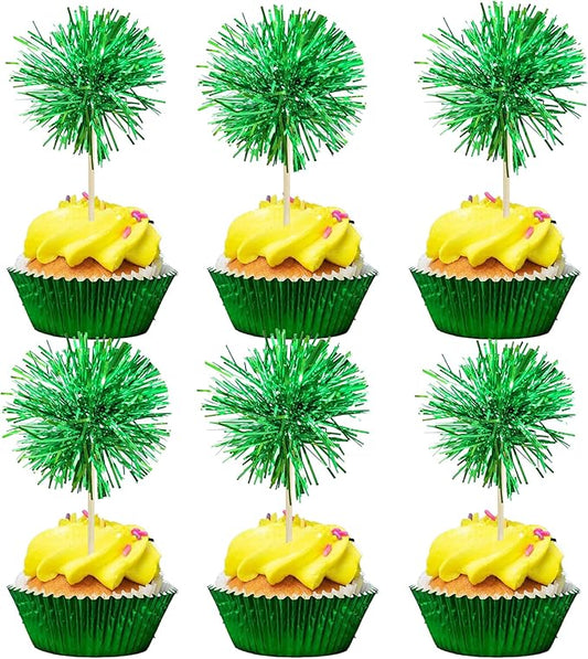Gyufise 30Pcs Foil Firework Cupcake Toppers Sparkle Tinsel Cake #8