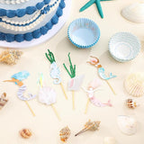 48 Pcs Mermaid Cupcake Kit Include 24 Mermaid Cake Topper 24 Ocean