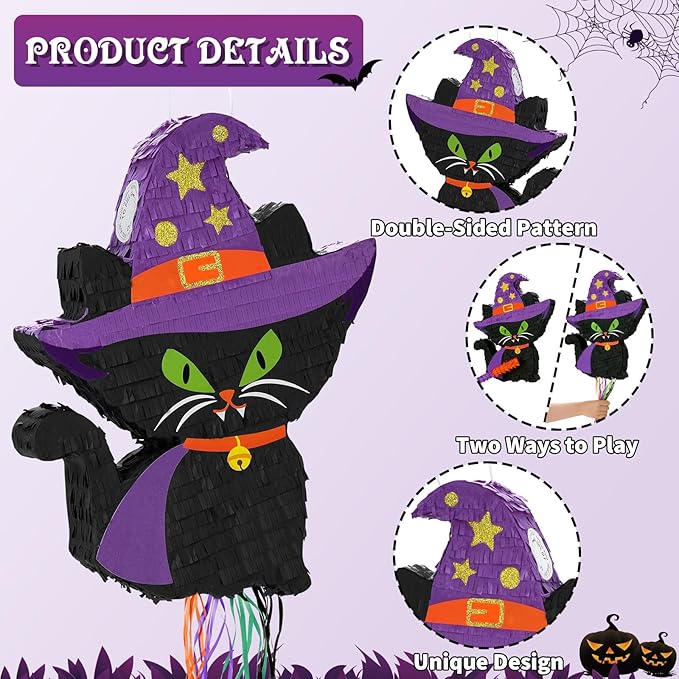 Halloween Cat Piñata Halloween Party Decorations Black Cat Piñata