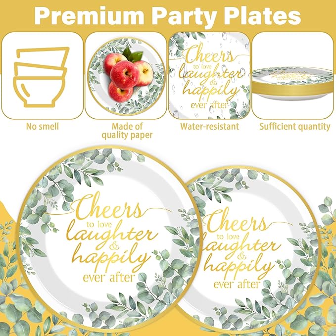 96Pcs Eucalyptus Leaves Bridal Shower Party Supplies Cheer to Love