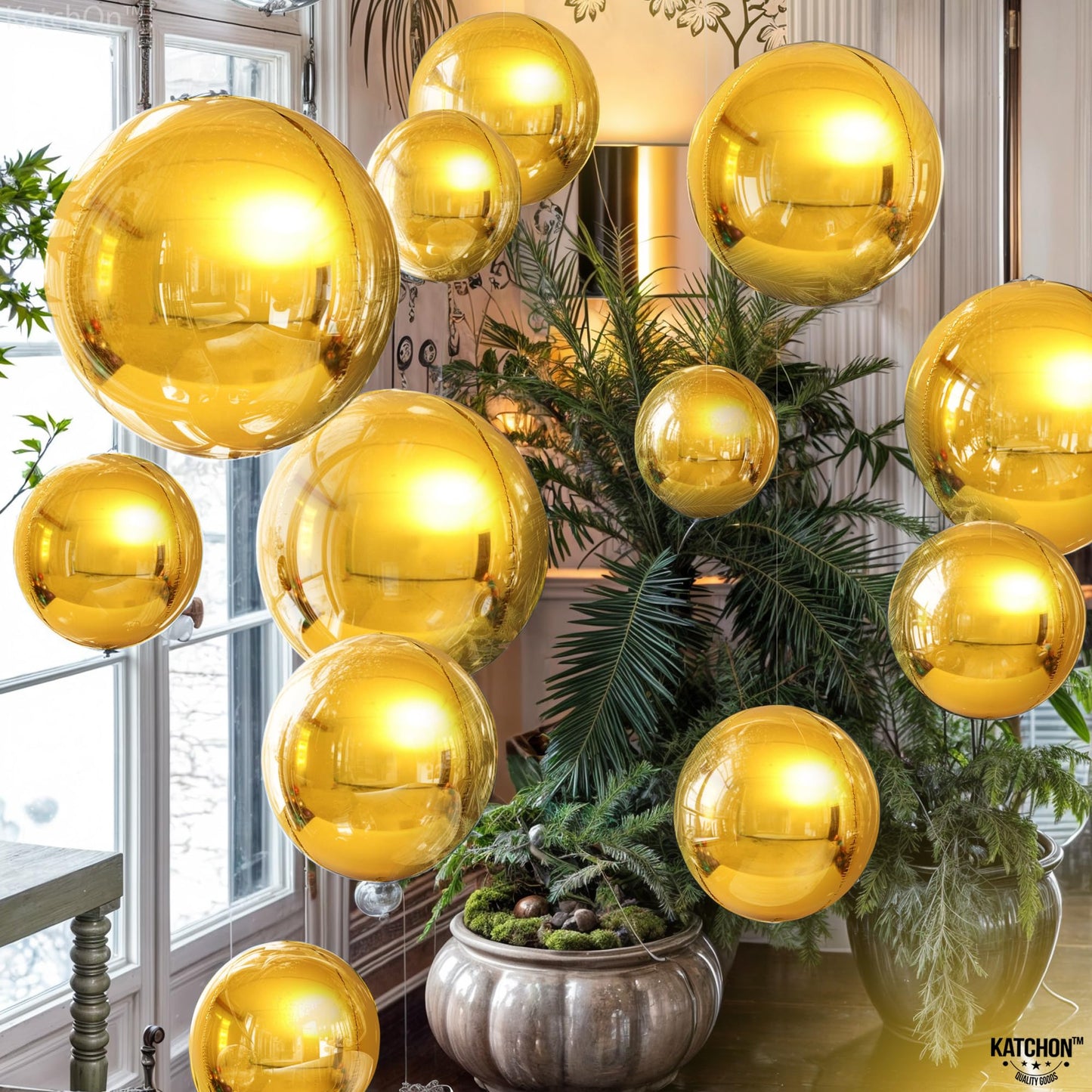 KatchOn, Gold Balloons - 22 Inch, Pack of 14 | Large Foil Metallic