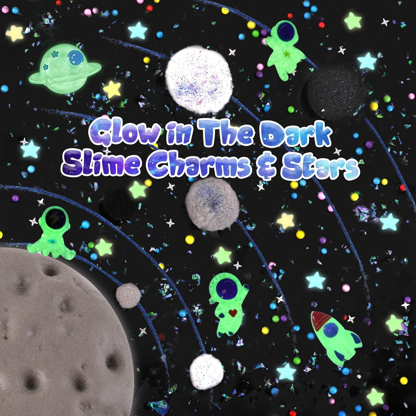 Astronaut Galaxy Slime for Kids, Big Slime Bucket with Clay, Glow in