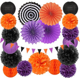 Black Orange Purple Halloween Party Decorations 20pcs Paper Lanterns