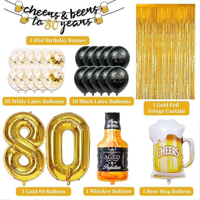 80th Birthday Decorations Cheers to 80 Years Party Decorations for
