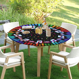 Music Round Fitted Tablecloth with Elastic Karaoke DJ Kpop Sing Party