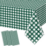 3pcs 54X108inch Dark Green Checkered Tablecloth,Green Gingham