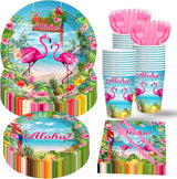 Flamingo Party Supplies 144 PCS Tropical Hawaiian Luau Decorations