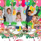 167Pcs Hawaiian Aloha Party Decorations Flamingo Party Plates